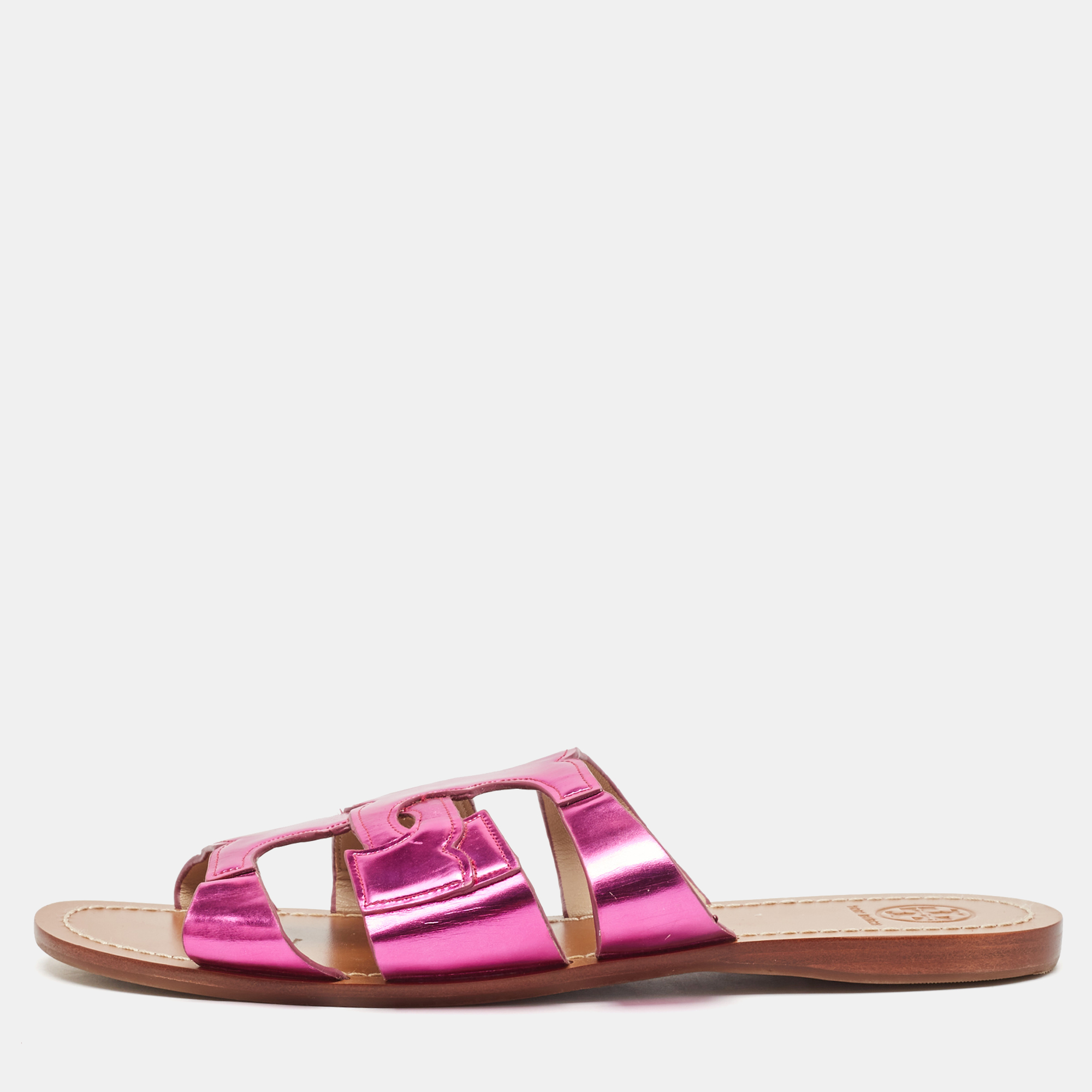 

Tory Burch Purple Leather Flat Slides Size 40