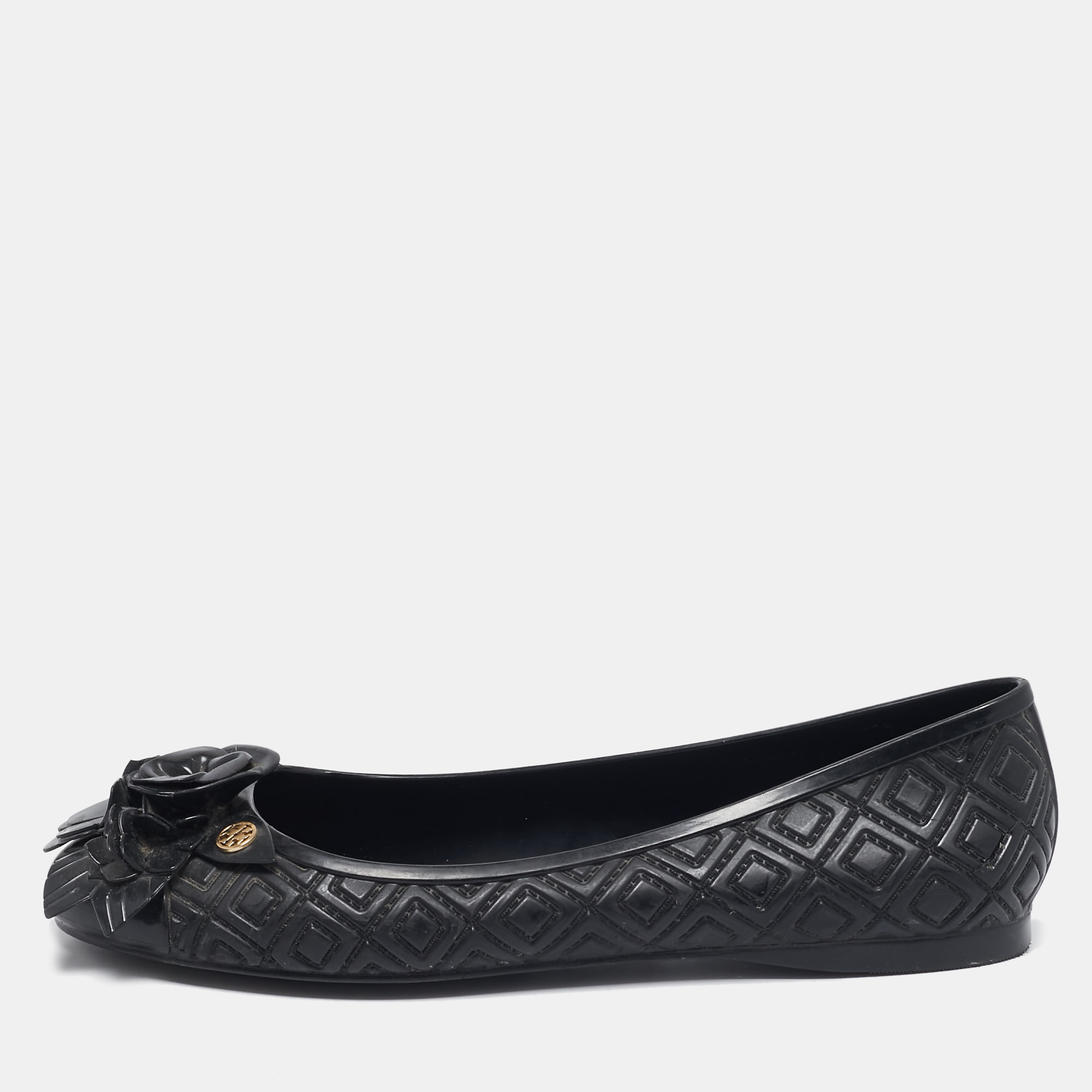 

Tory Burch Black Jelly Blossom Ballet Flat Size 38.5