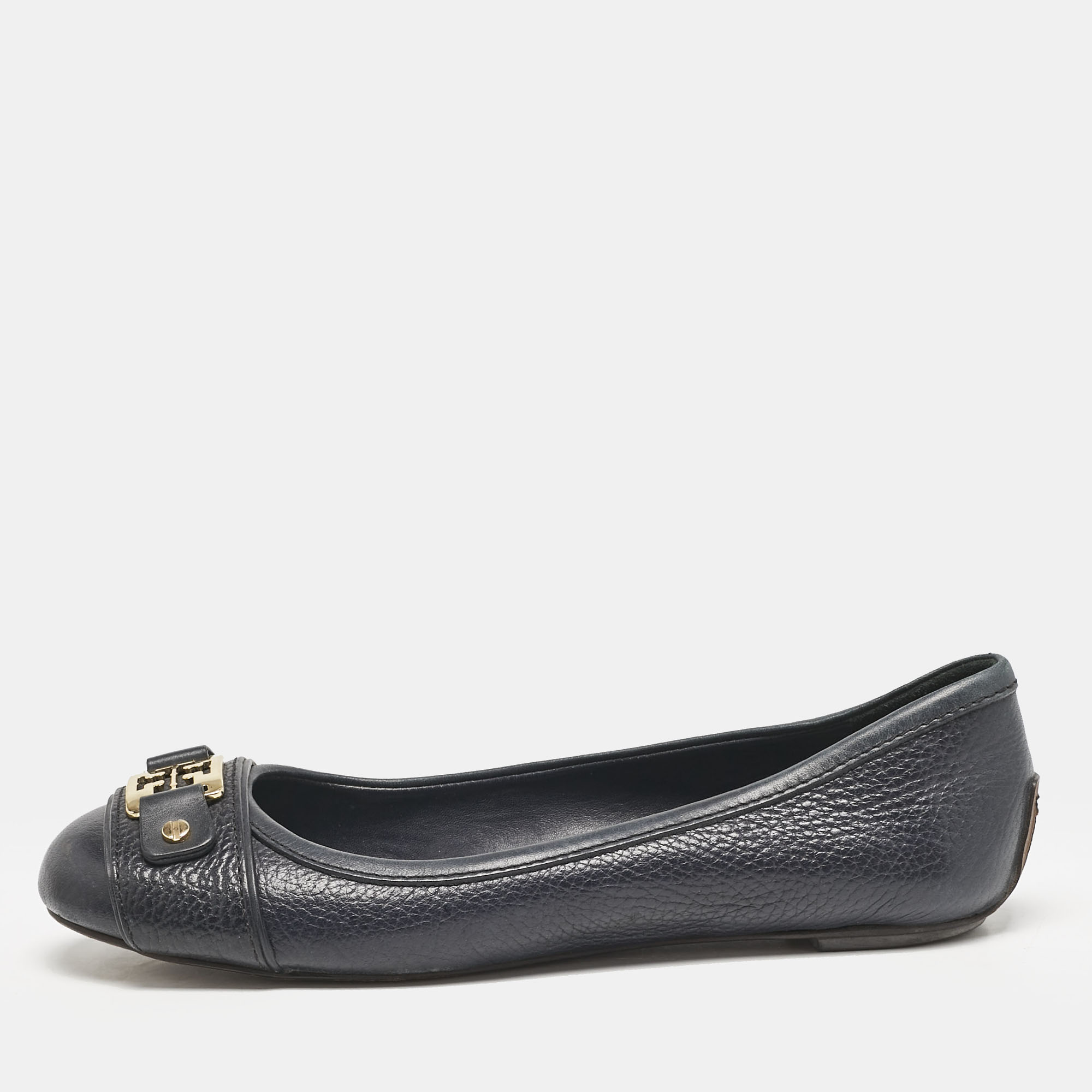 

Tory Burch Navy Blue Leather Cline Ballet Flats Size 36.5