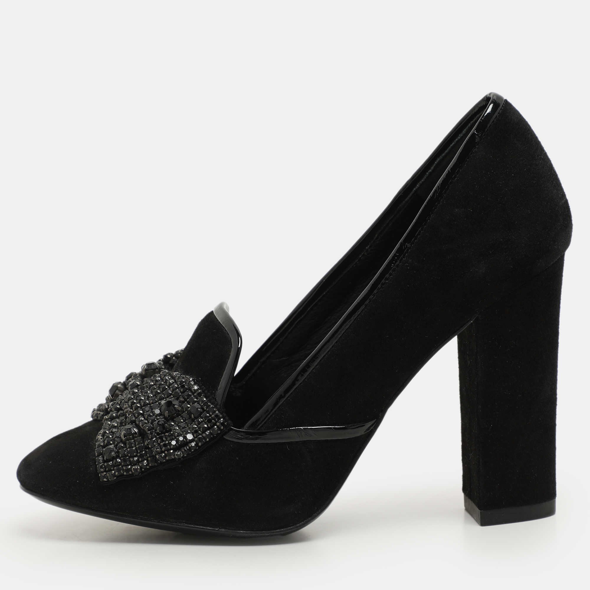 

Tory Burch Black Suede Carissa Bow Embellished Pumps Size 36