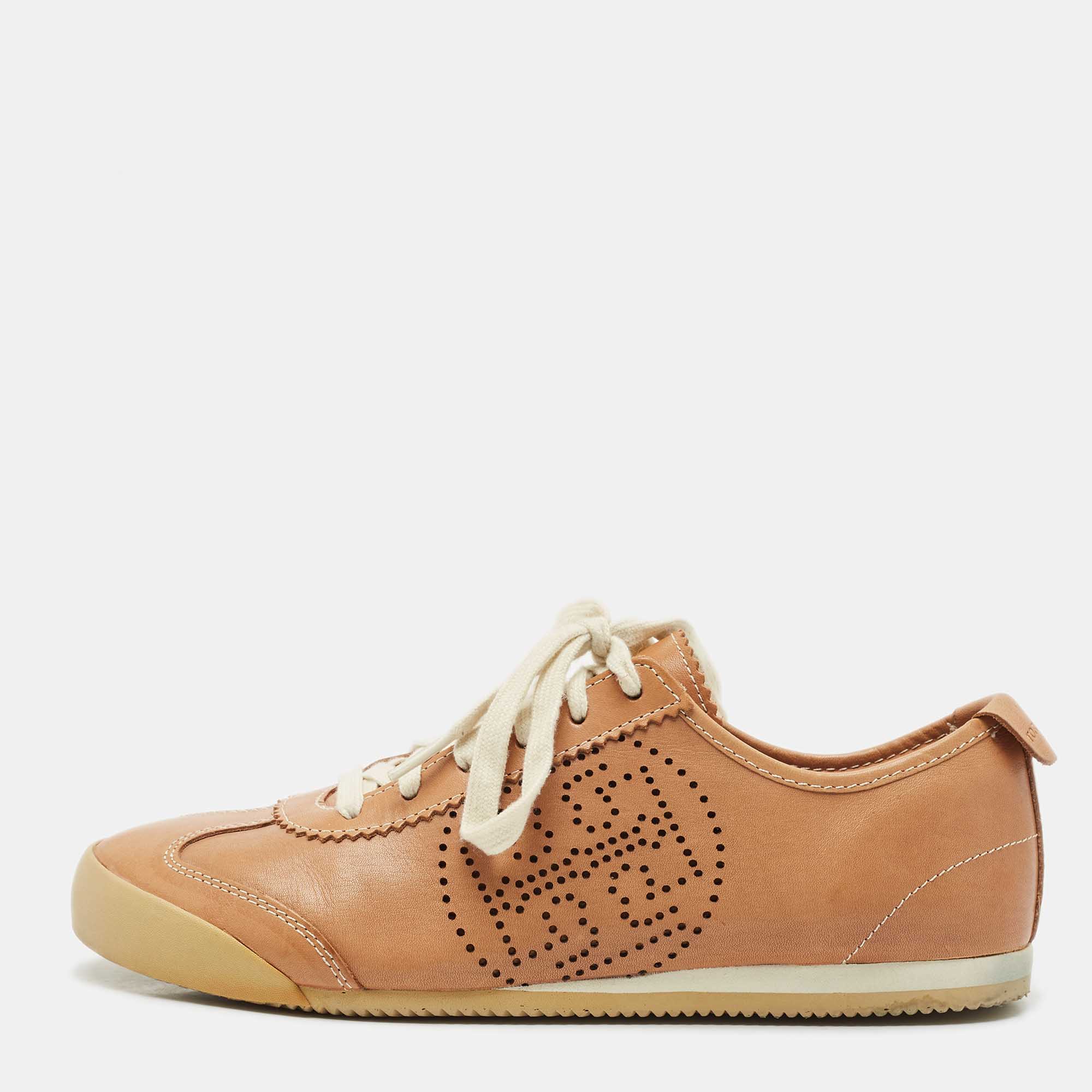 

Tory Burch Brown Leather Murphey Low Top Sneakers Size 39