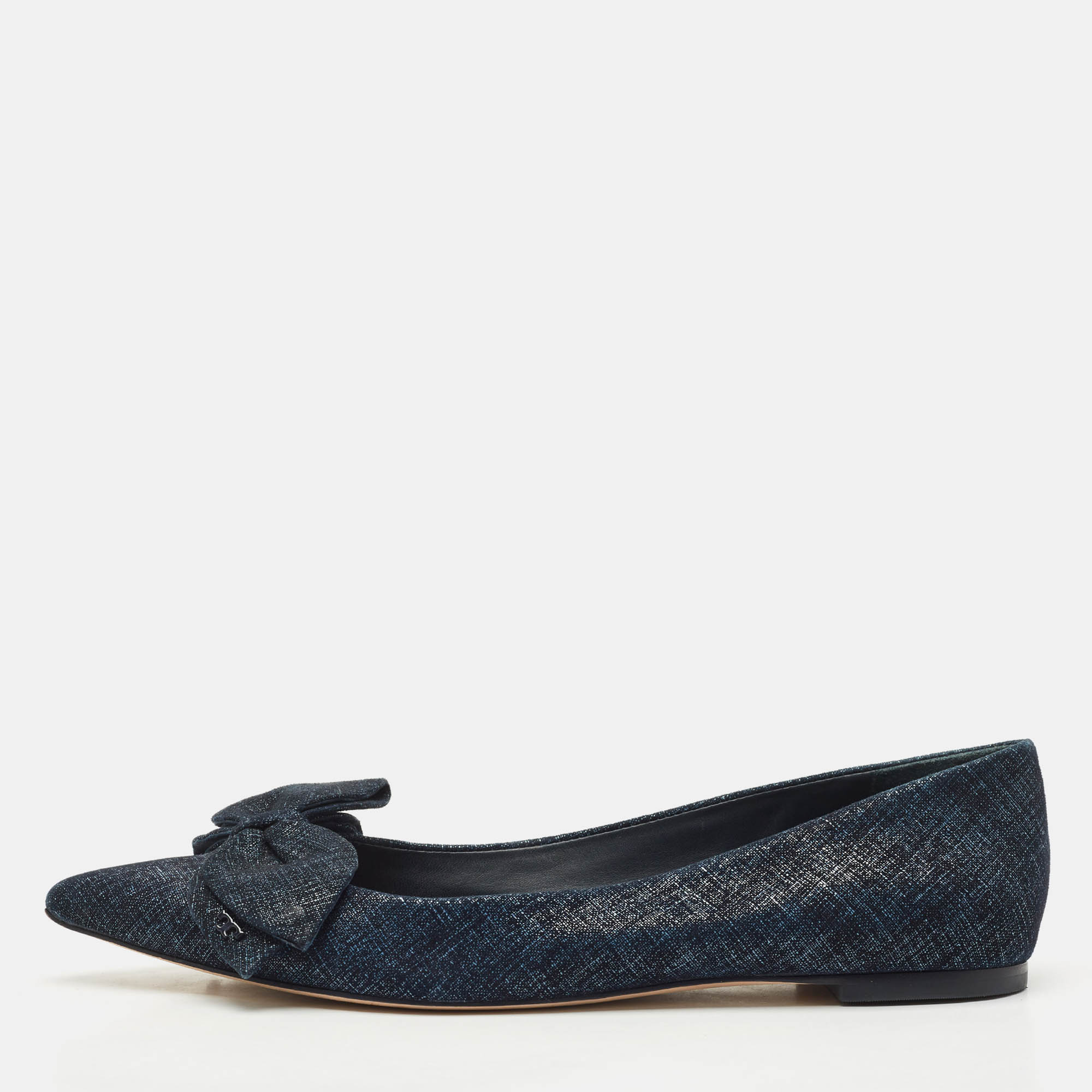 

Tory Burch Navy Blue Denim Rosalinda Ballet Flats Size 39
