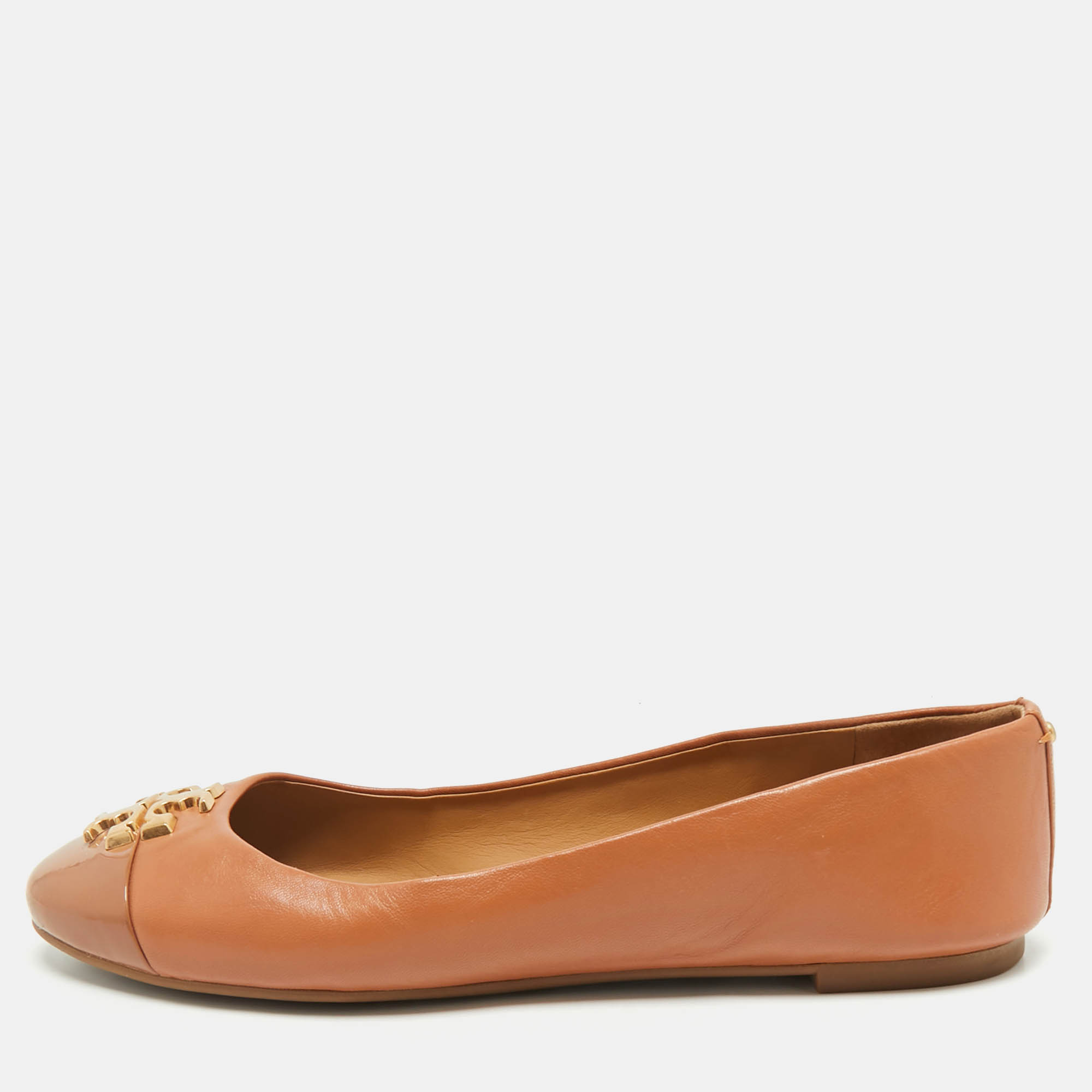 

Tory Burch Brown Leather Everly Ballet Flats Size 38.5