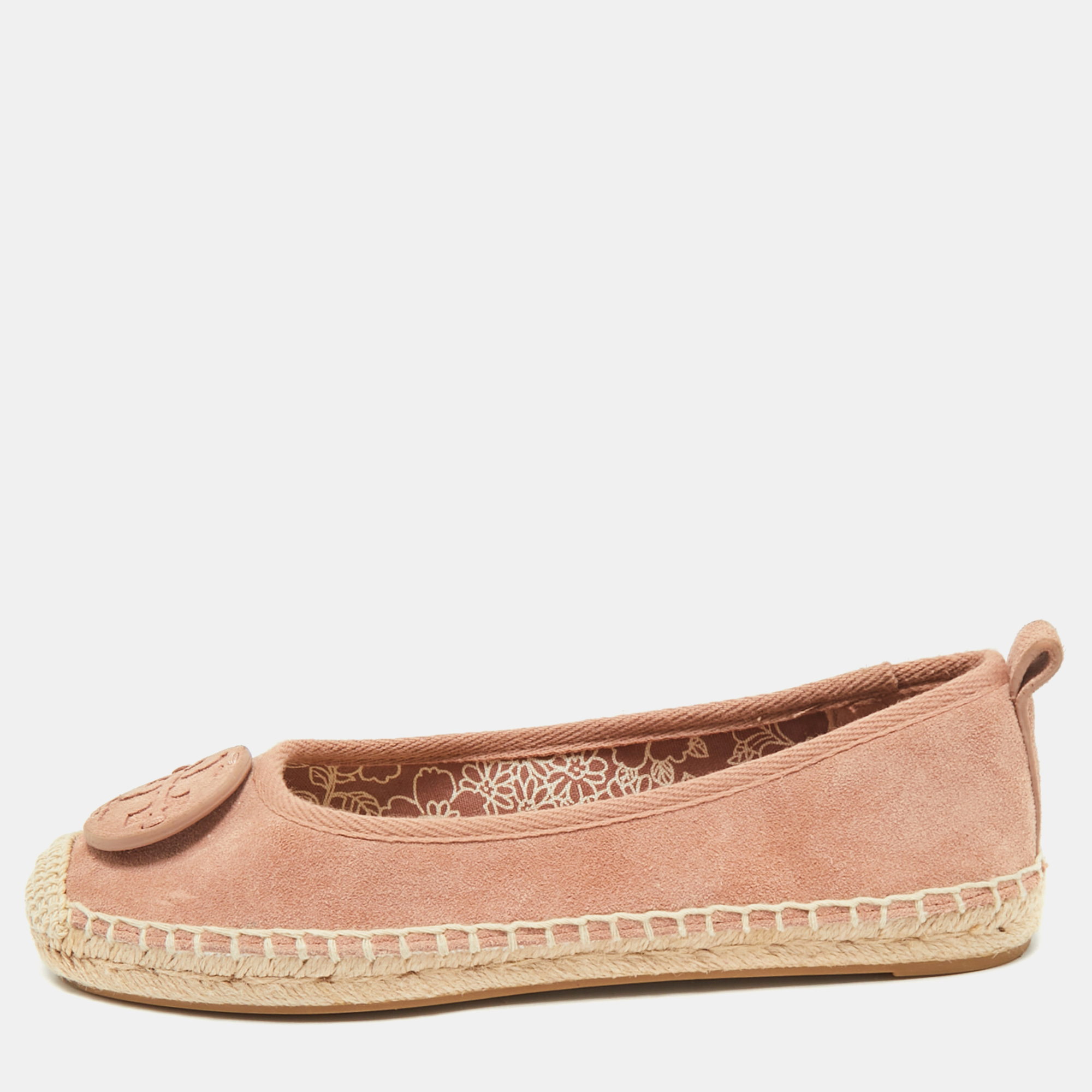 Pre-owned Tory Burch Pink Suede Minnie Ballet Flats Size 36