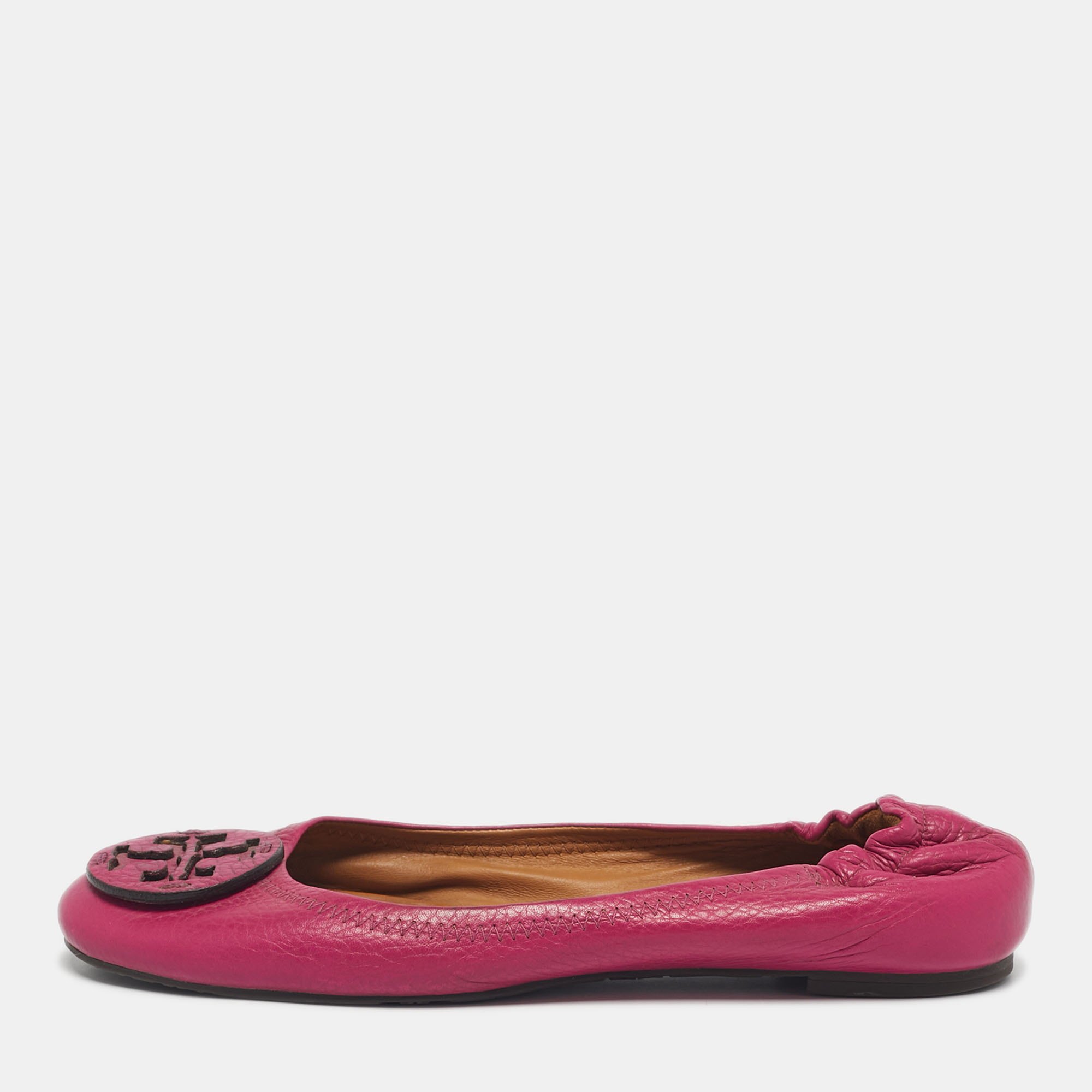 

Tory Burch Purple Leather Scrunch Minnie Ballet Flats Size 39