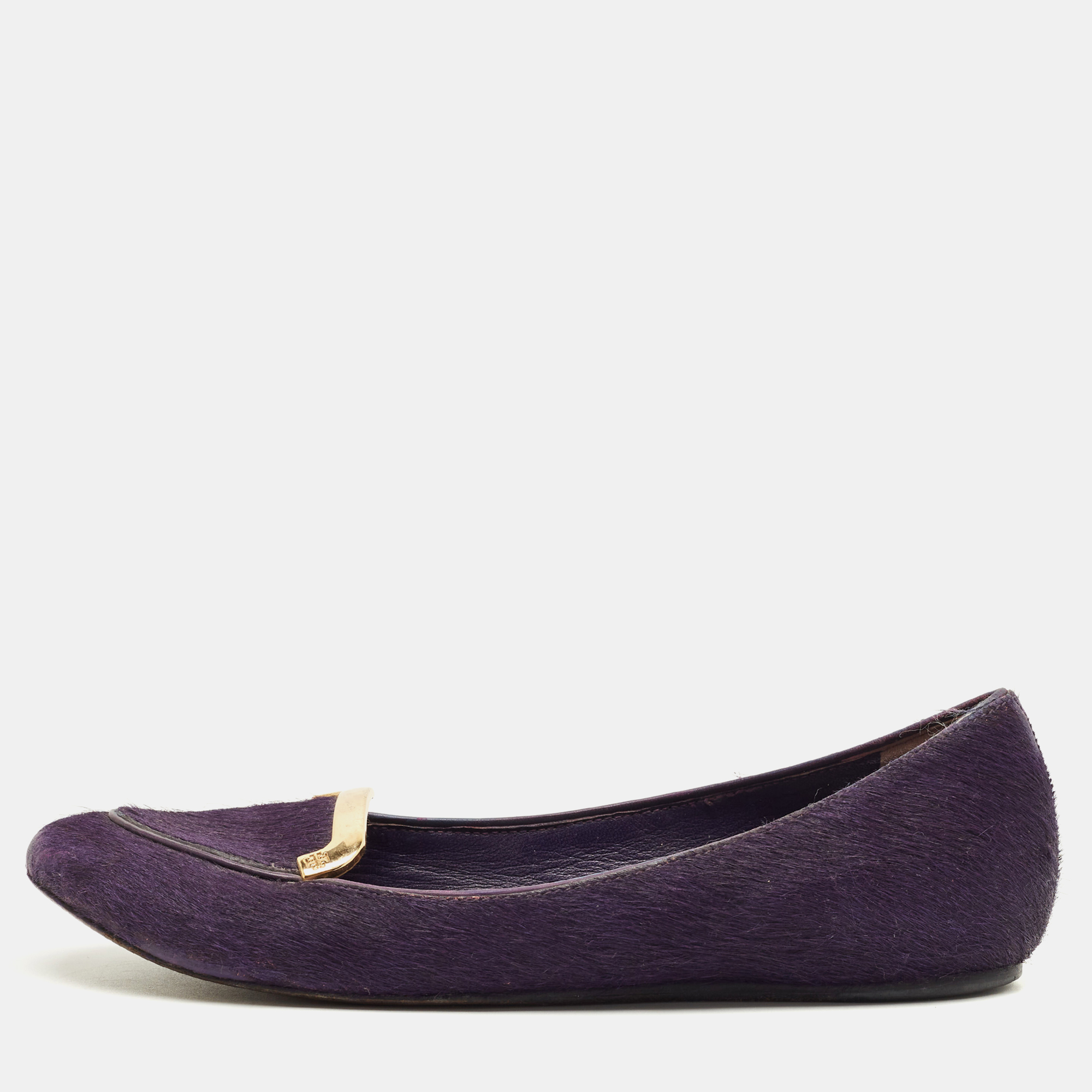 

Tory Burch Purple Calf Hair Round Toe Smoking Slippers Size 37