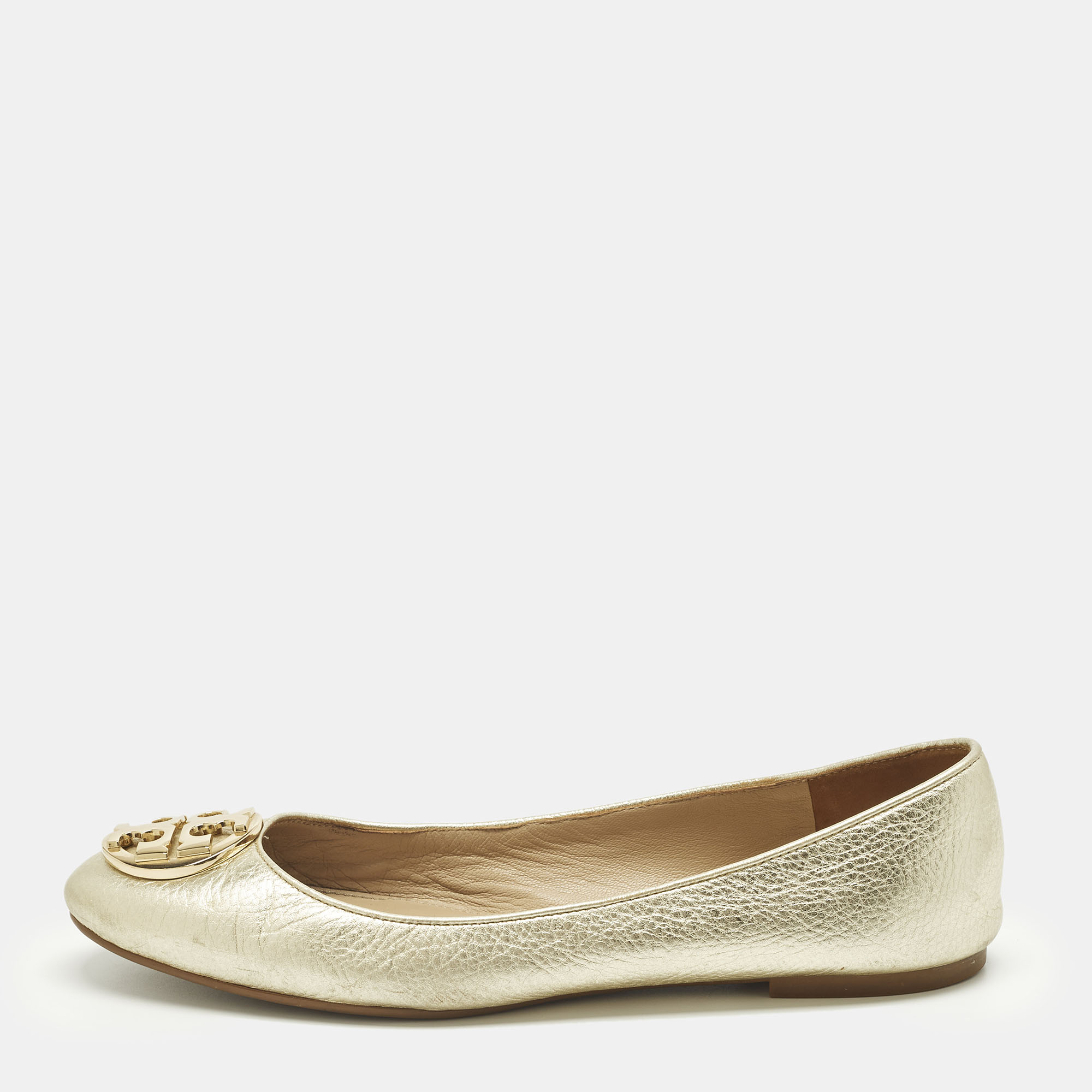 

Tory Burch Claire Size 39.5 Gold Patent Leather Ballet Flats