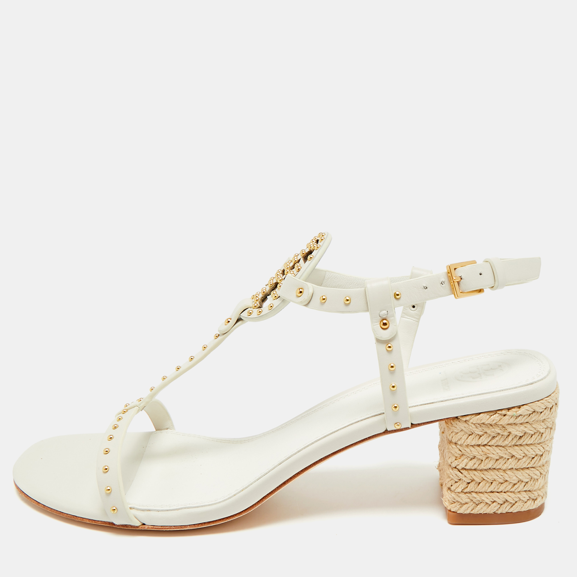 

Tory Burch Miller Size 40 Off White Leather Ankle Strap Sandals