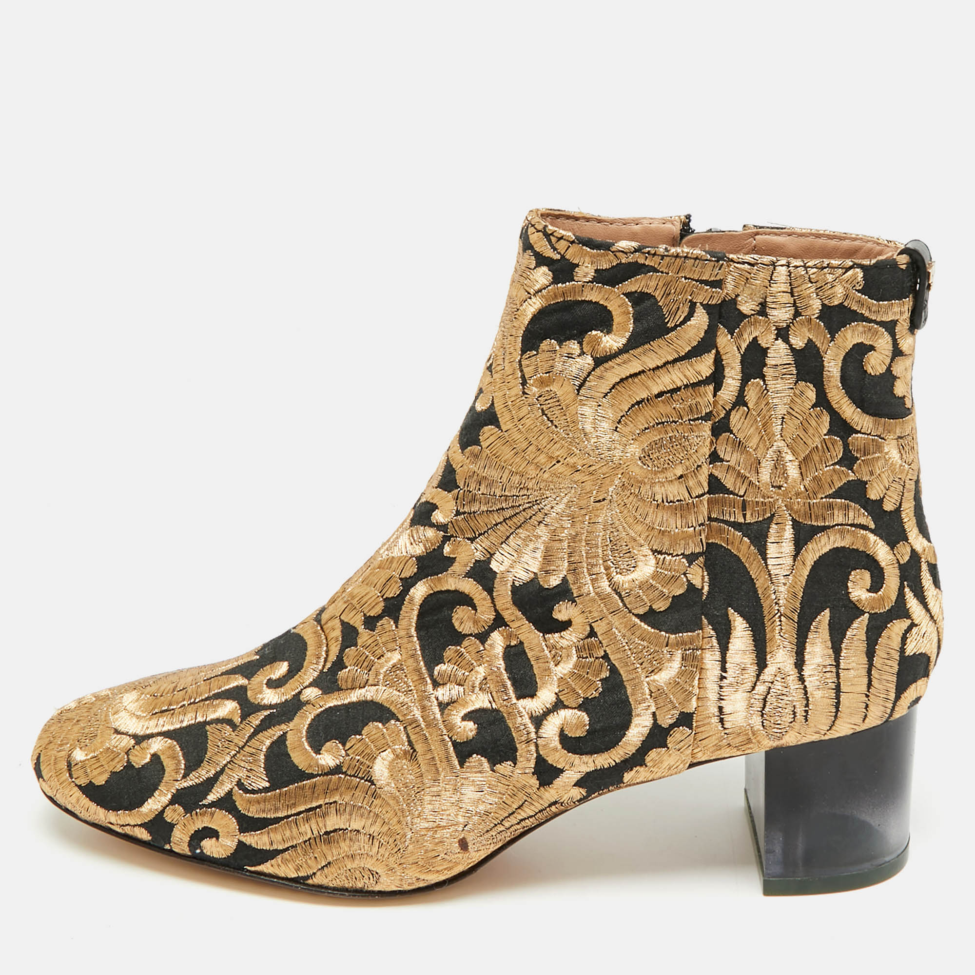 

Tory Burch Gigi Size 38.5 Brown Brocade Fabric Ankle Length Boots