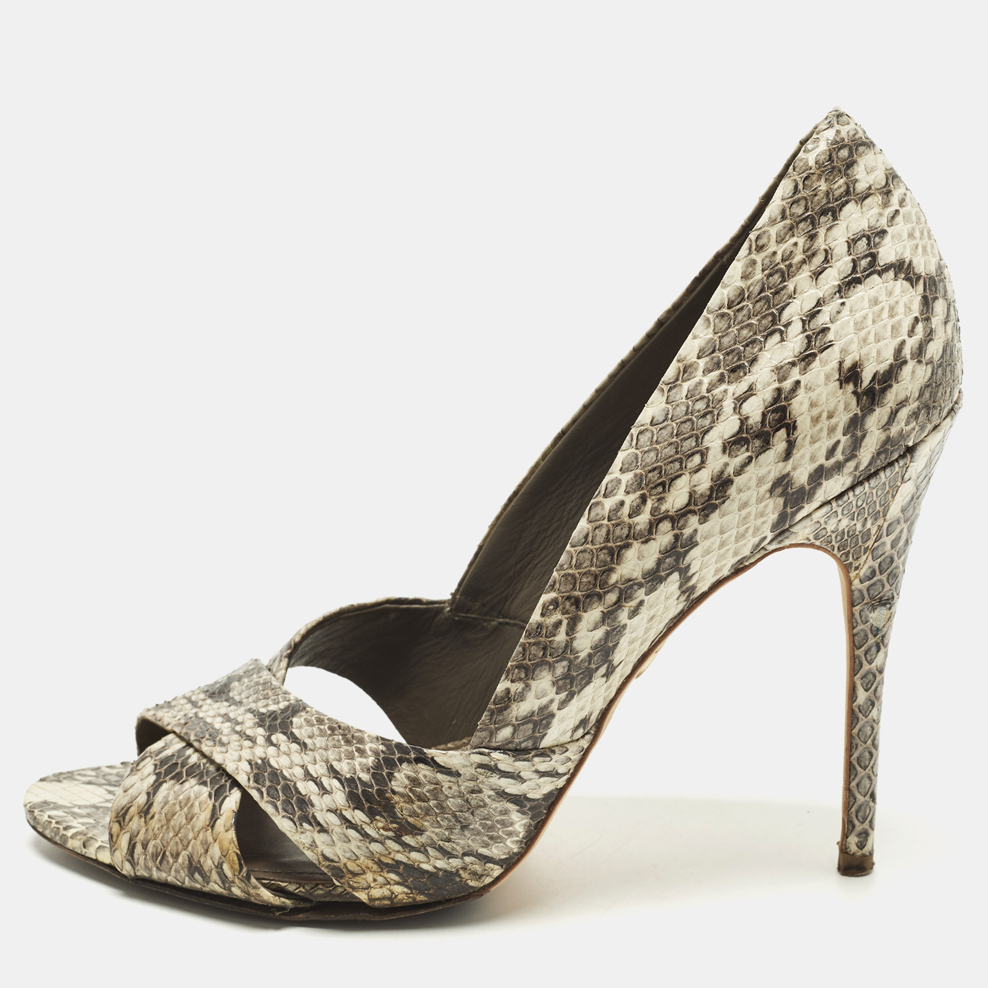 

Tory Burch Size 39 Multicolor Snakeskin Leather Open Toe Pumps