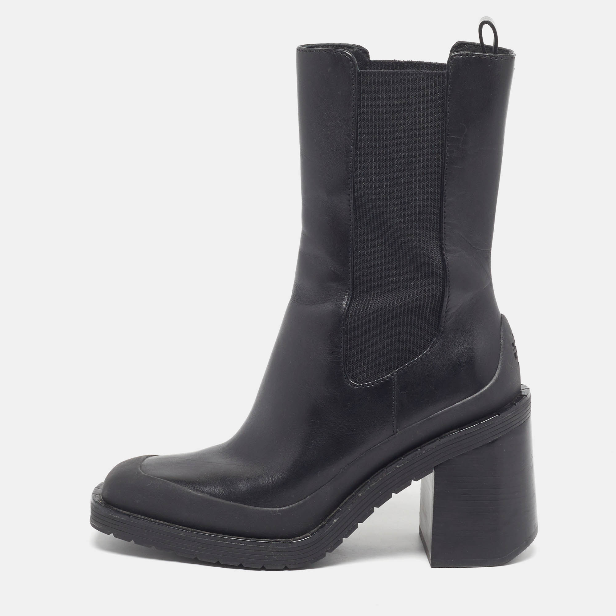 

Tory Burch Demi Glove Baby Size 36.5 Black Leather Block Heel Chelsea Boots