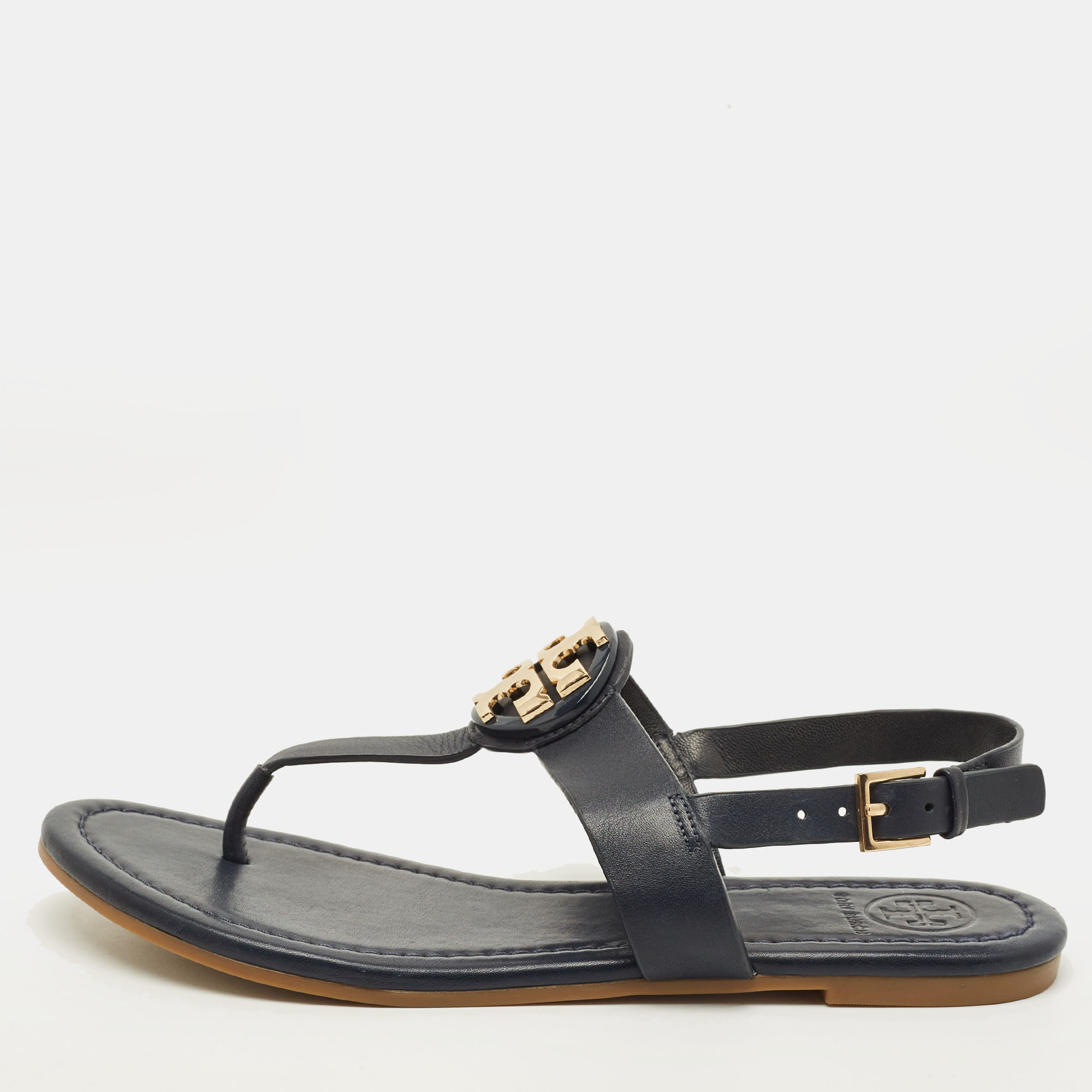 

Tory Burch Size 36 Navy Blue Leather Thong Flat Sandals