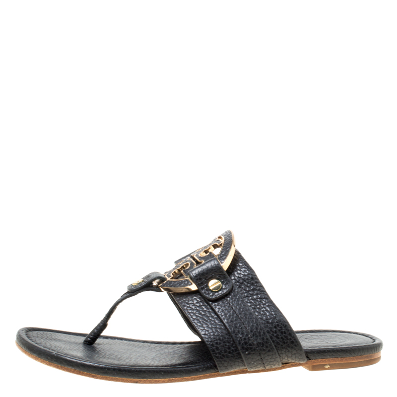 

Tory Burch Black Leather Flat Thong Sandals Size