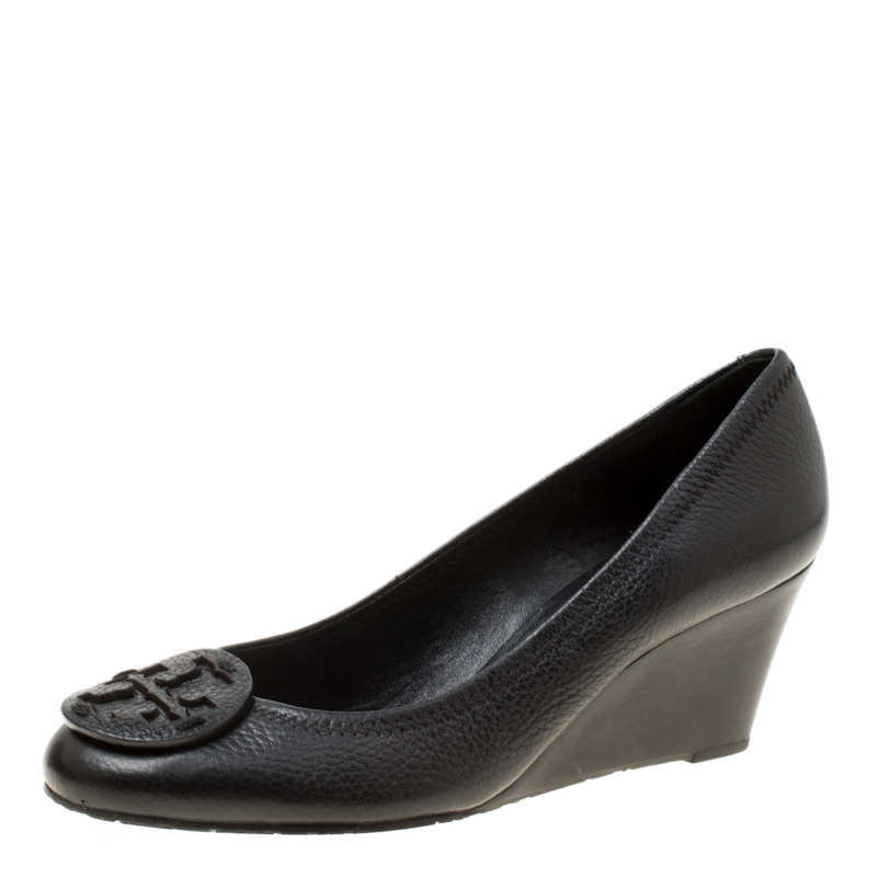 Tory Burch Black Leather Sally Wedge Pumps Size 38.5 Tory Burch | The ...