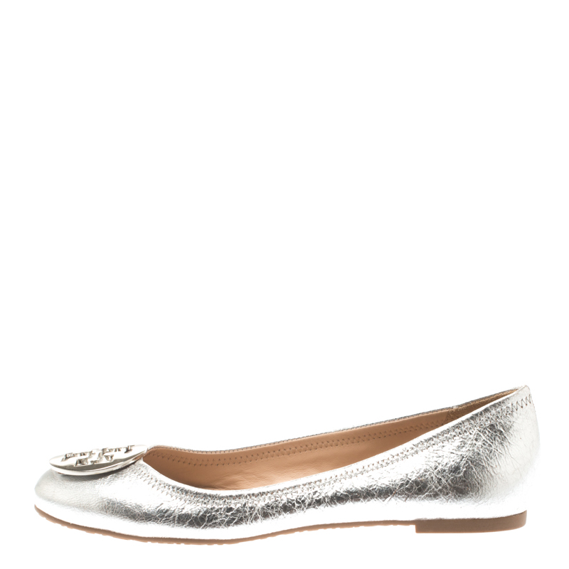 

Tory Burch Silver Leather Reva Ballet Flats Size