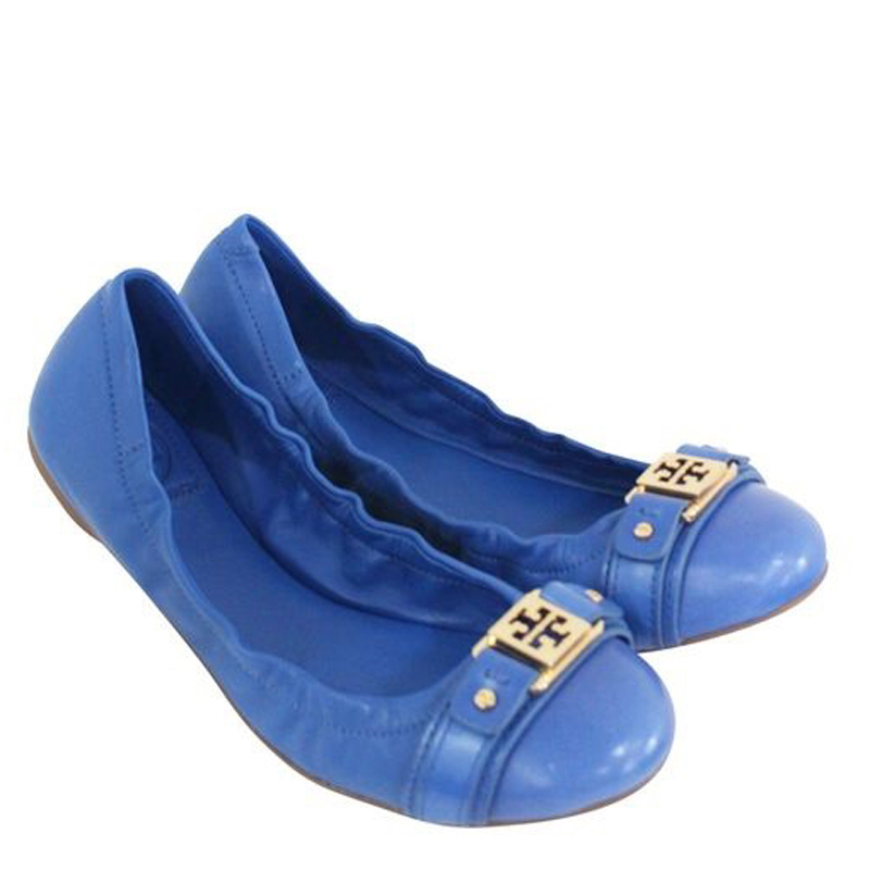 

Tory Burch Blue Leather Ballerinas Flats Size