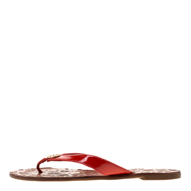 

Tory Burch Red Patent Leather Thora Thong Flats Size