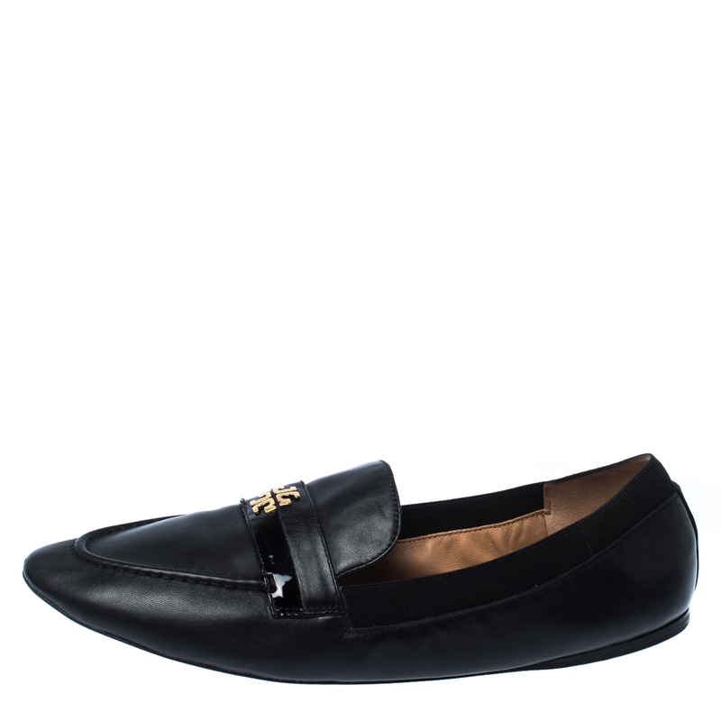 

Tory Burch Black Leather Jolie Stretch Loafers Size