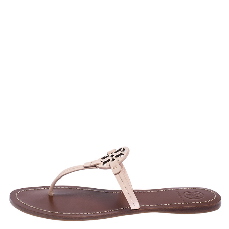 

Tory Burch Pink Leather Mini Miller Thong Flat Sandals Size