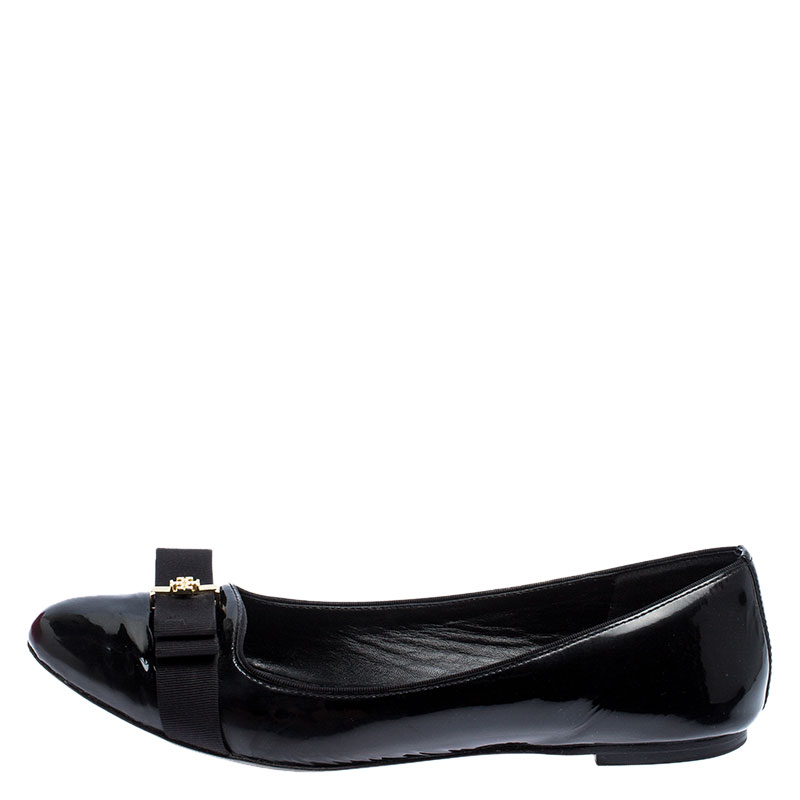 

Tory Burch Black Patent Leather Trudy Bow Ballet Flats Size