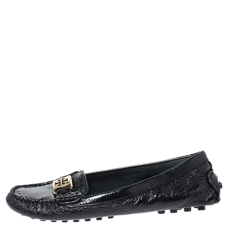 

Tory Burch Black Patent Leather Kendrick Driving Loafers Size