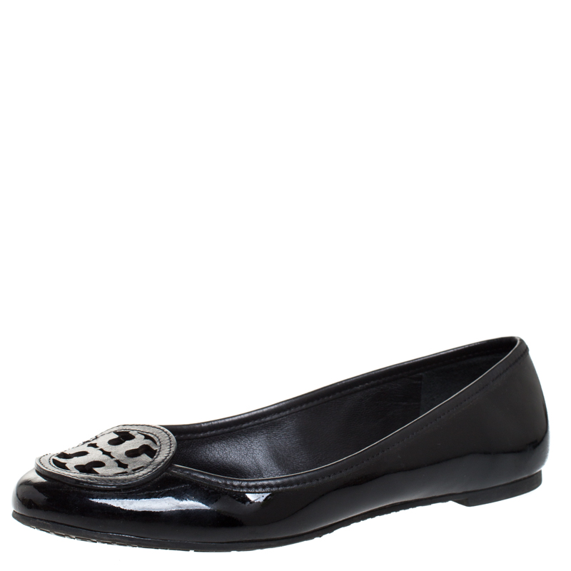 Pre-owned Tory Burch Black Patent Leather Luisa Micro Ballet Flats Size 36  | ModeSens