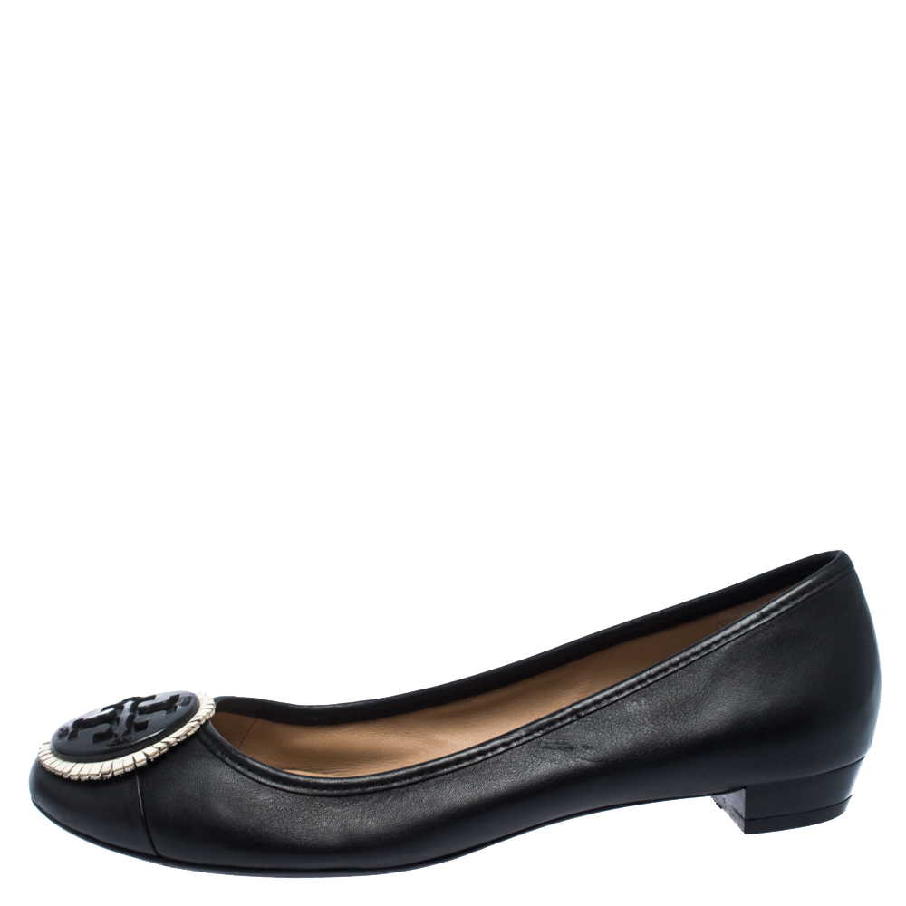 

Tory Burch Black Leather Ballet Flats Size