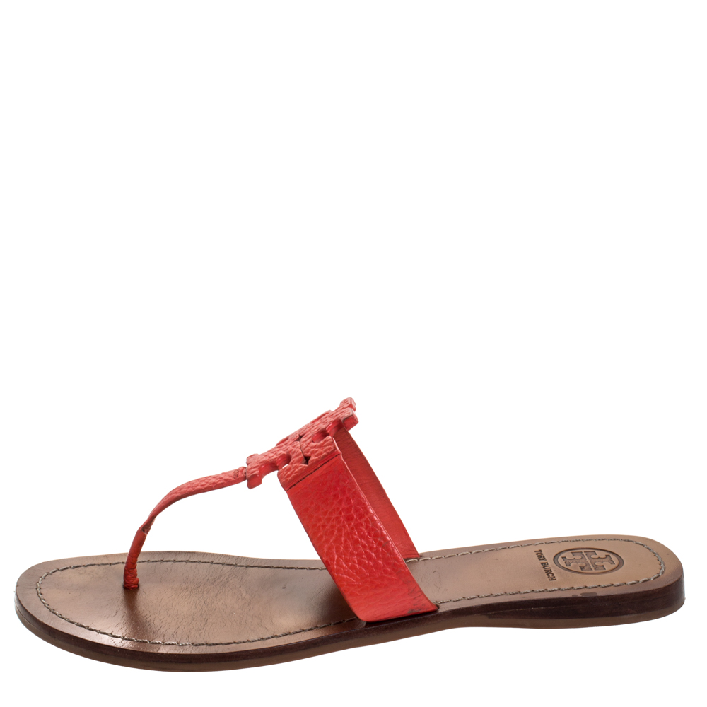 

Tory Burch Red Leather Moore Flat Thong Sandals Size