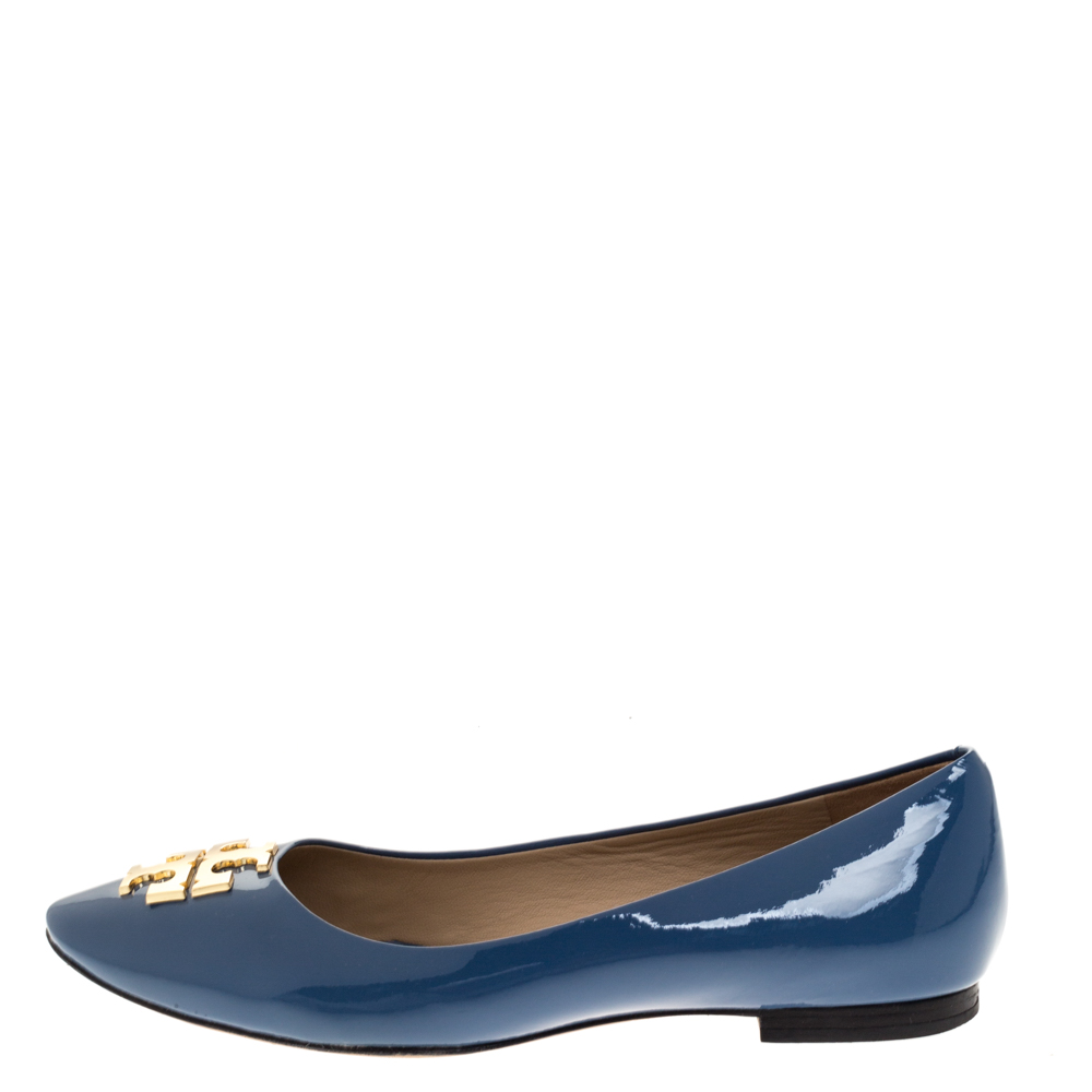 

Tory Burch Blue Patent Leather Lowell Ballet Flats Size
