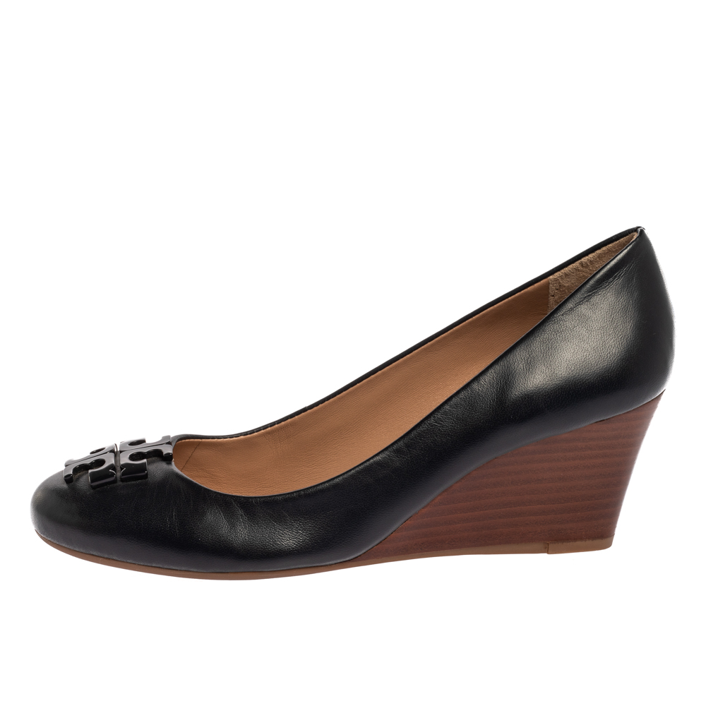 

Tory Burch Blue Leather Lowell Wedge Pumps Size
