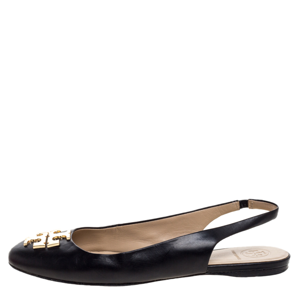 

Tory Burch Black Leather Slingback Ballet Flat Size