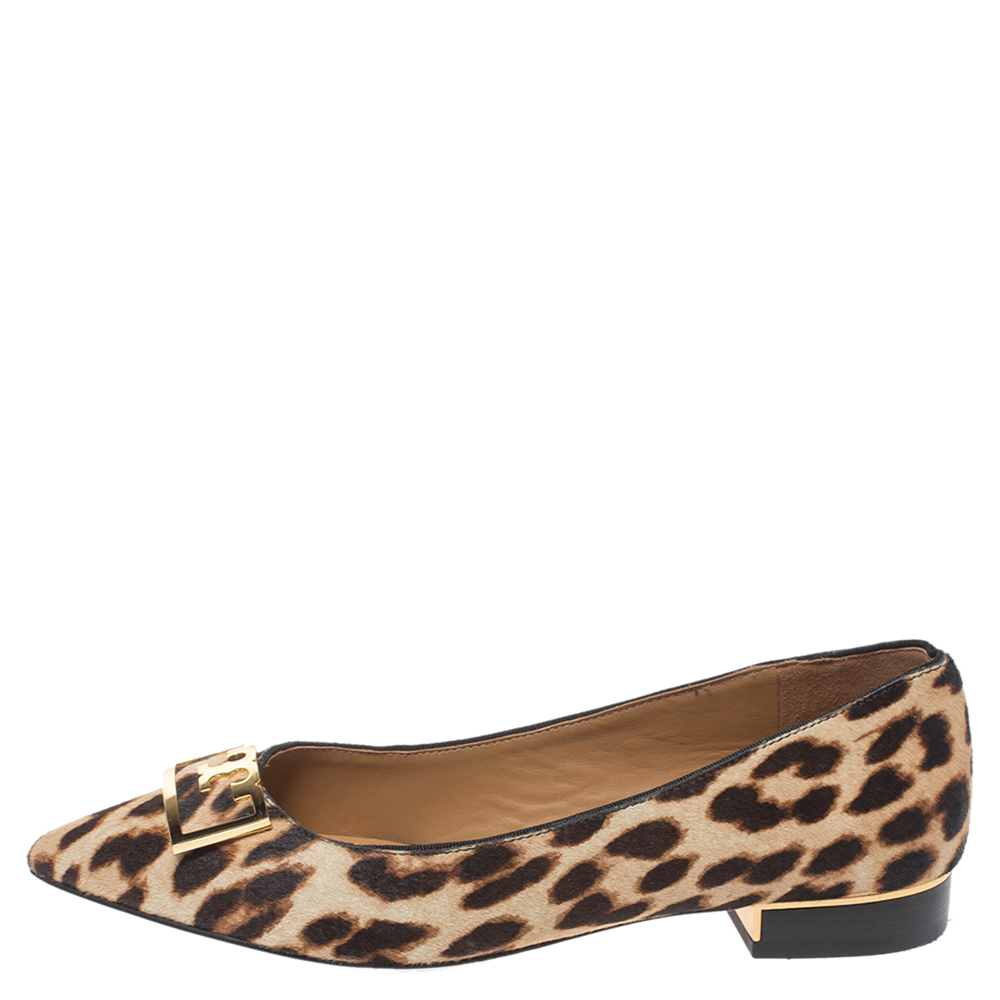 

Tory Burch Brown Animal Print Calf Hair Gigi Ballet Flats Size