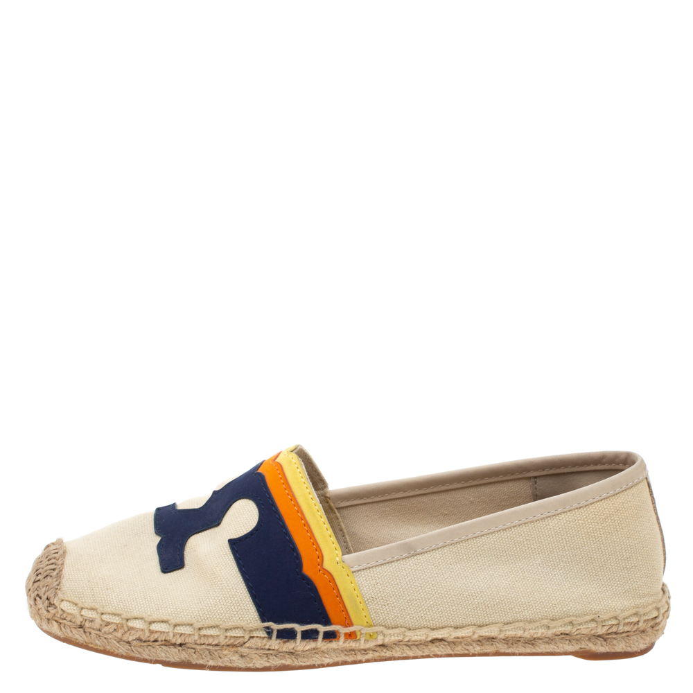 

Tory Burch Beige Canvas Espadrille Flats Size