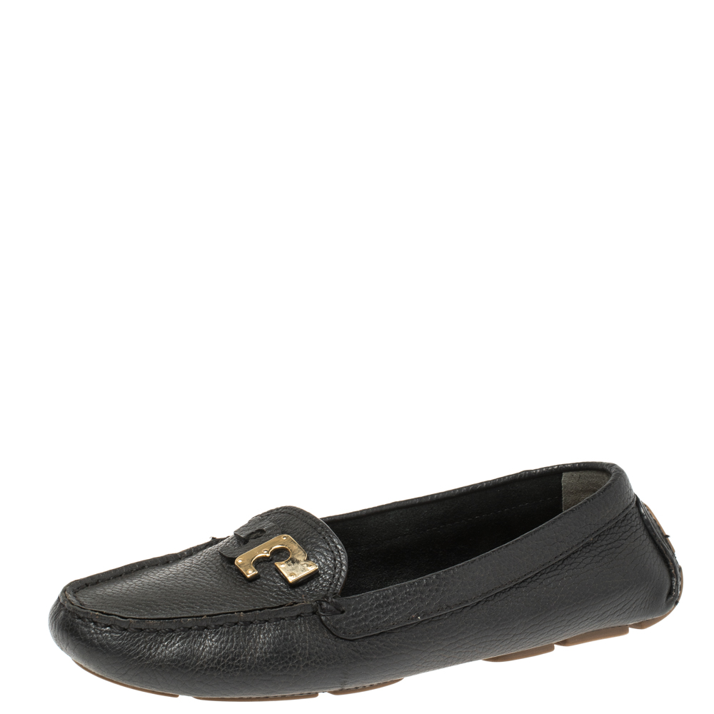 

Tory Burch Black Leather Slip on Loafers Size