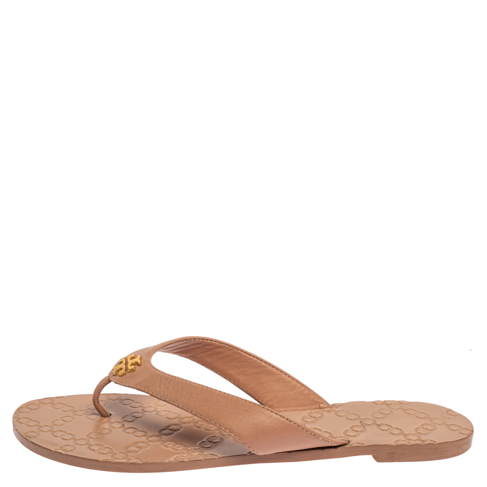 

Tory Burch Beige Leather Monroe Thong Sandals Size