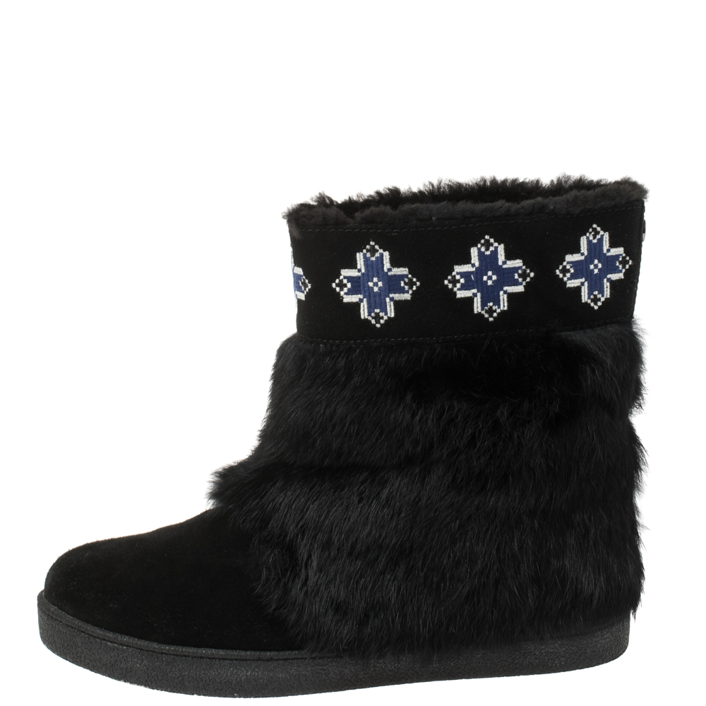 

Tory Burch Fur and Suede Boots Size, Black