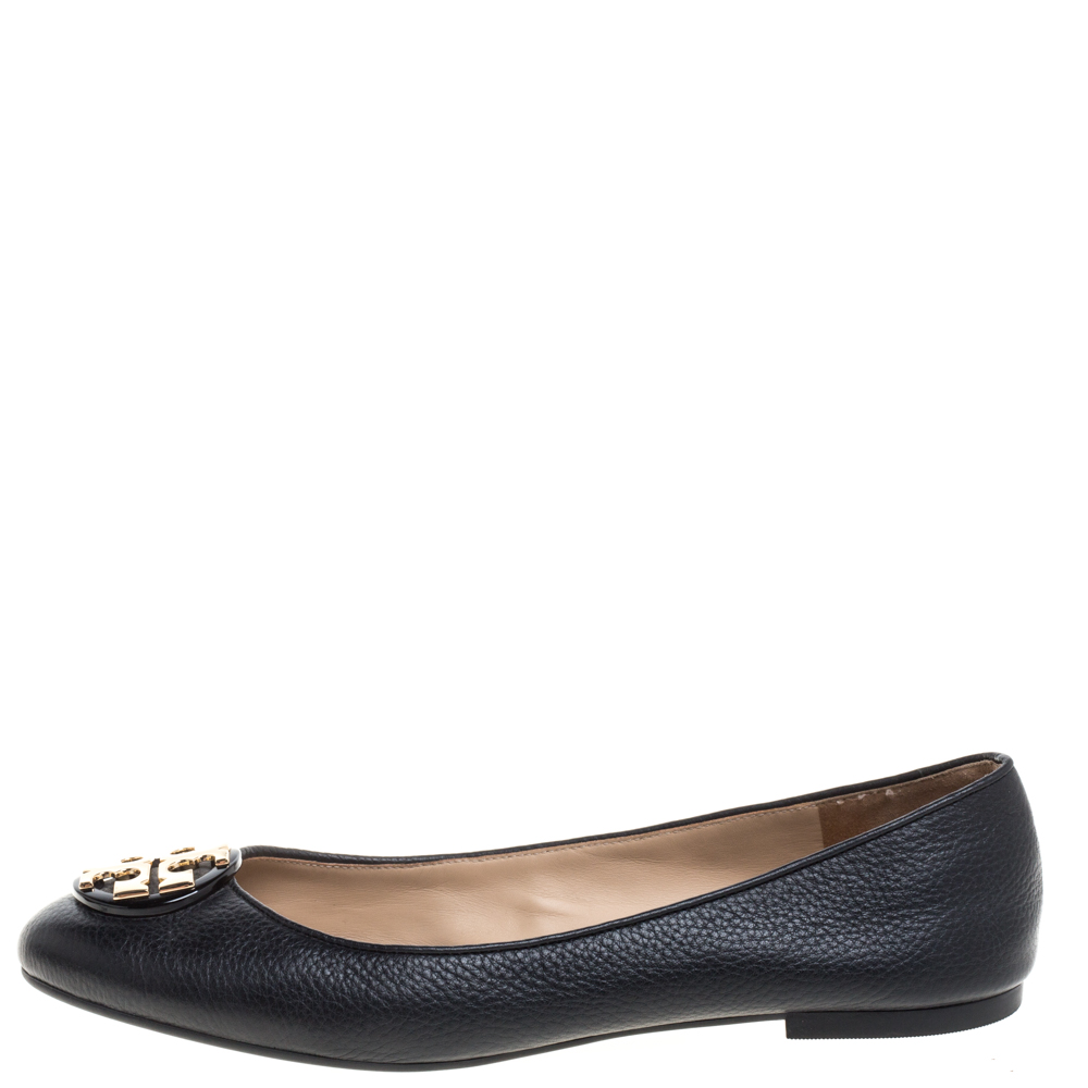 

Tory Burch Black Leather Reva Ballet Flats Size
