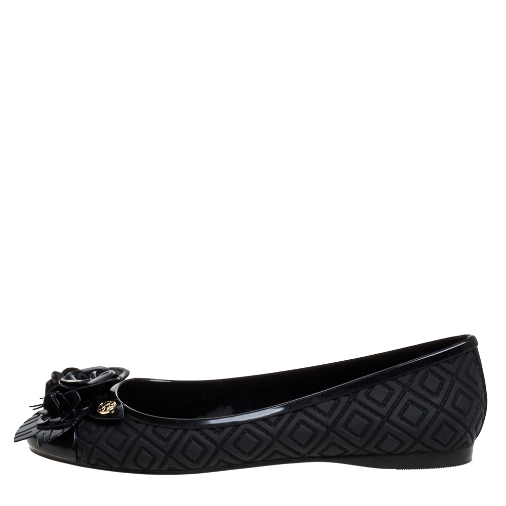 

Tory Burch Black Jelly Blossom Ballet Flat Size