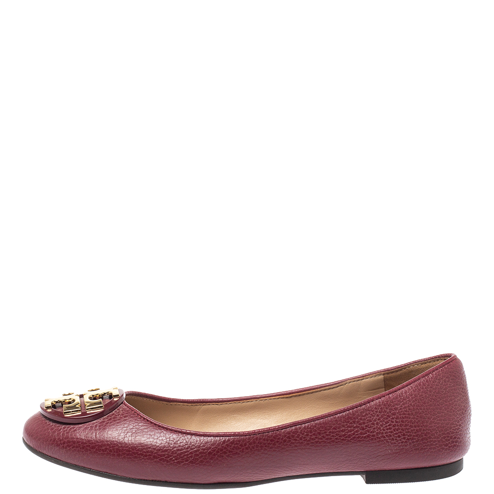 

Tory Burch Burgundy Leather Reva Ballet Flats Size