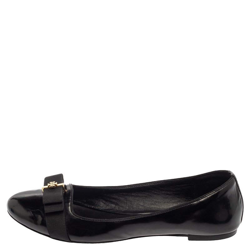 

Tory Burch Black Patent Leather Trudy Bow Ballet Flats Size