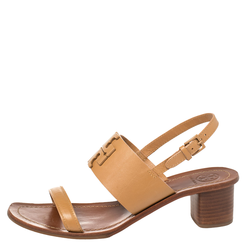 

Tory Burch Brown leather Lowell Blond Sandals Size