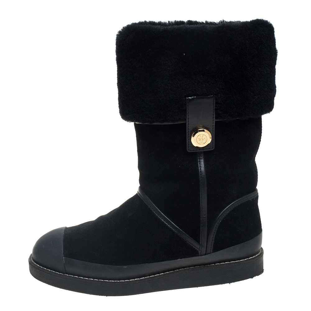 

Tory Burch Black Suede And Fur Ankle Boots Size