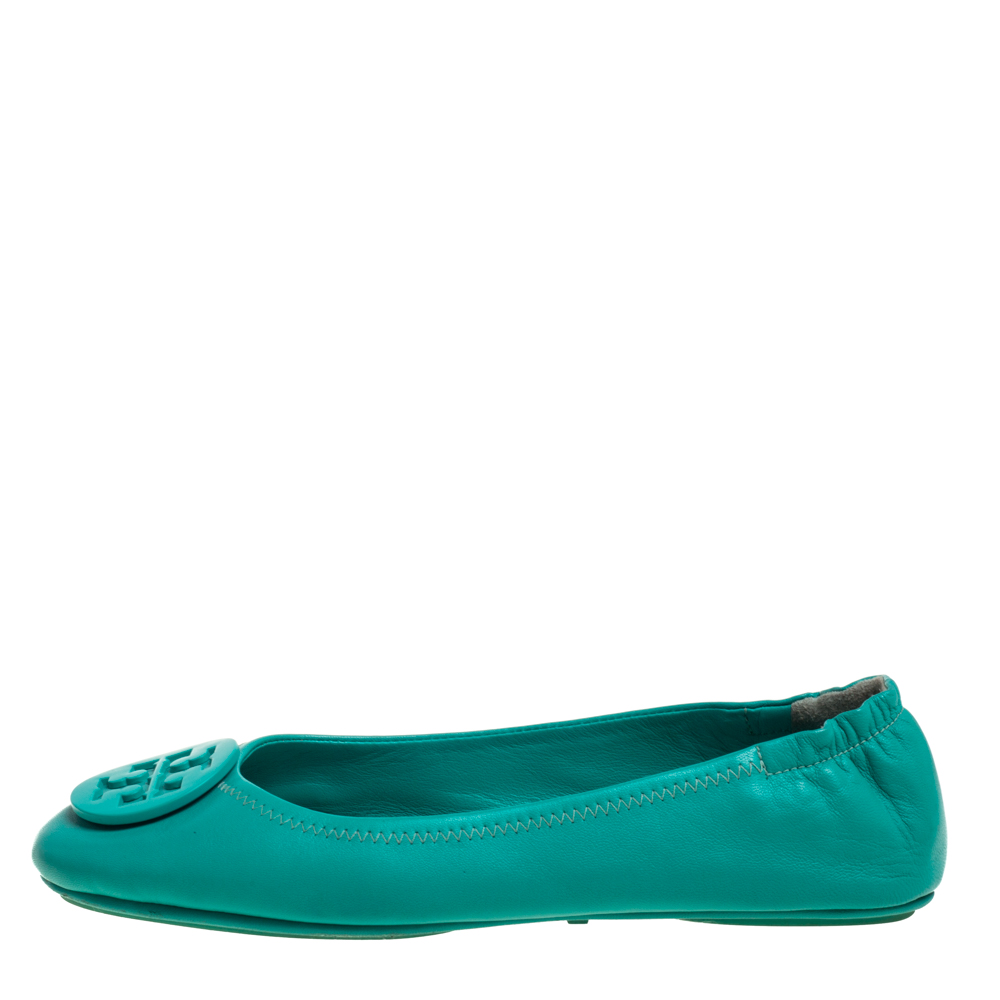 

Tory Burch Green Leather Ballet Flats Size