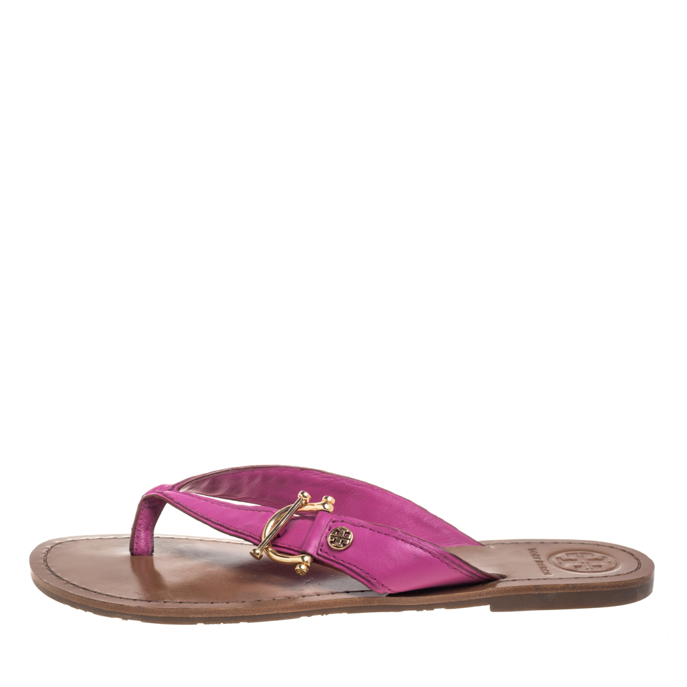 

Tory Burch Pink Leather Thong Flats Size