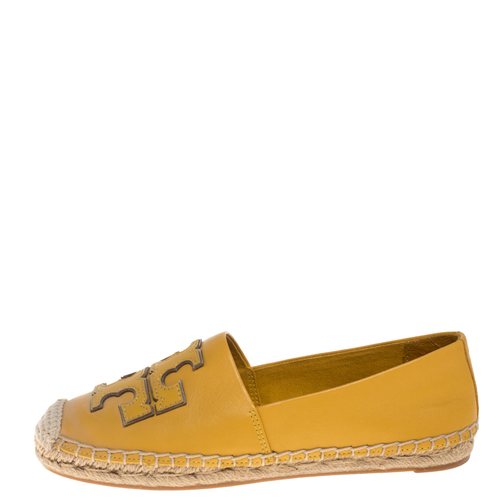 

Tory Burch Yellow Leather Ines Espadrilles Size