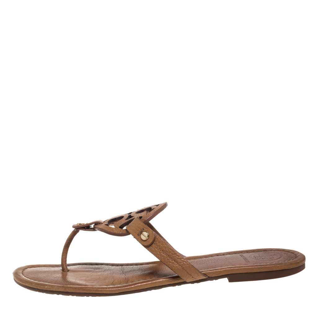 

Tory Burch Brown Leather Miller Flats Size