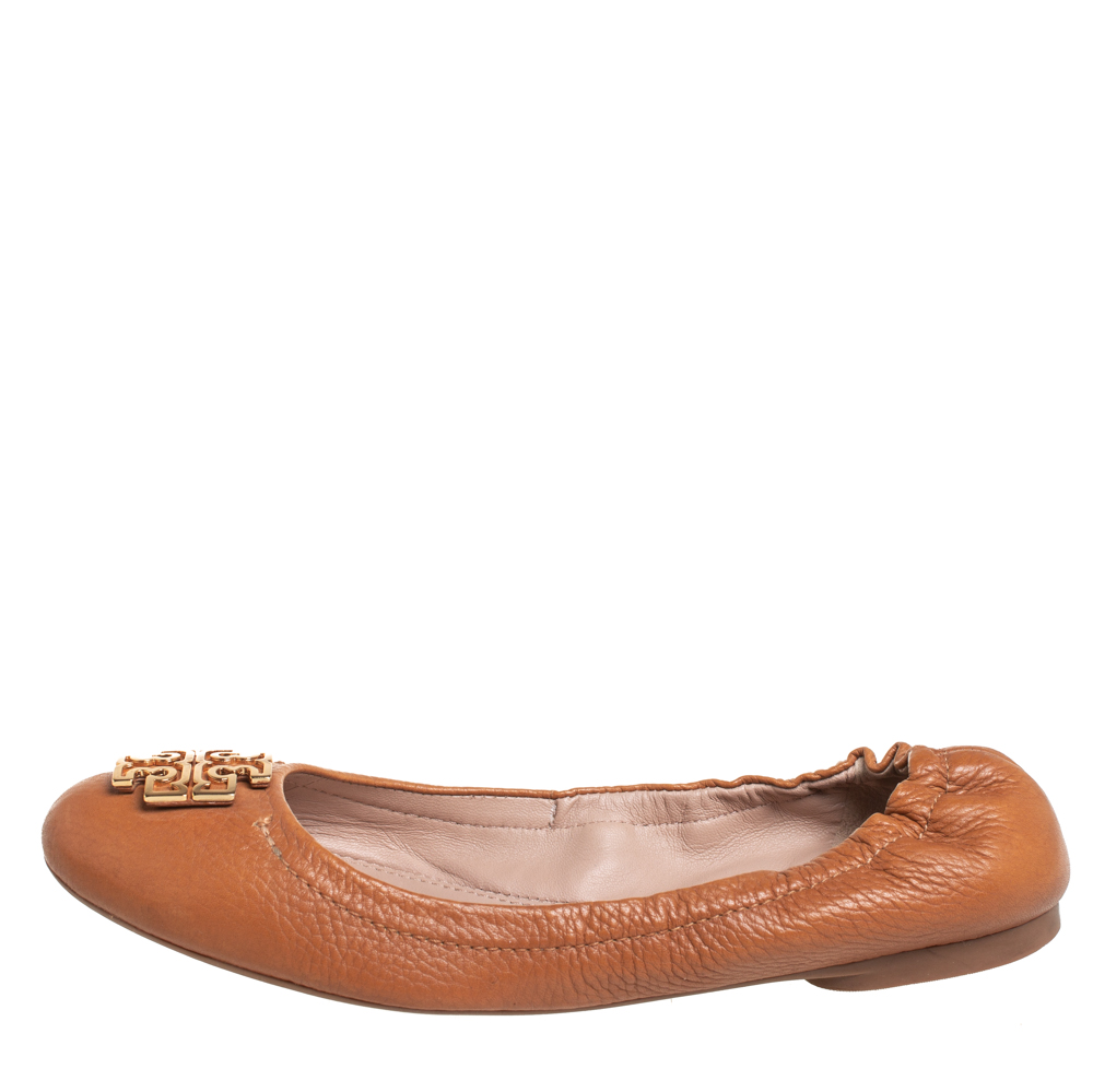 

Tory Burch Tan Leather Melinda Flats Size