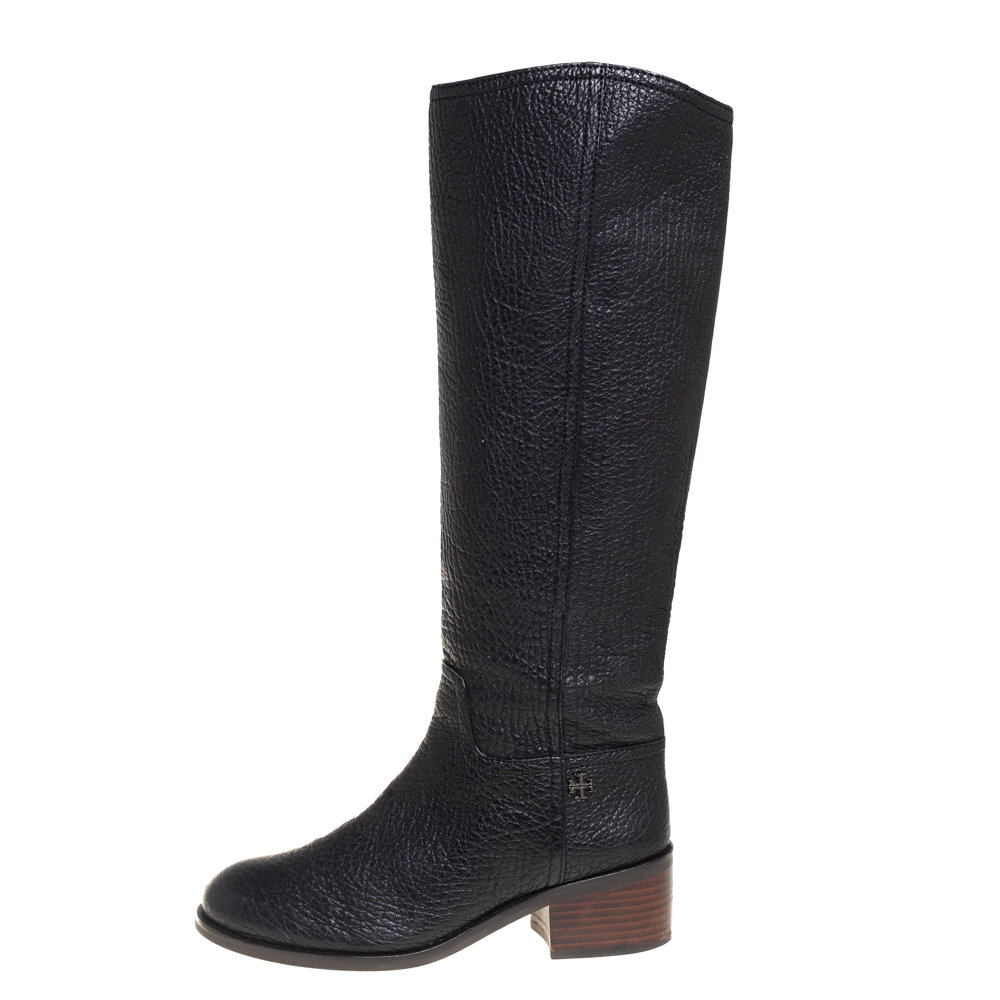 

Tory Burch Black Leather Fulton Knee Length Boots Size