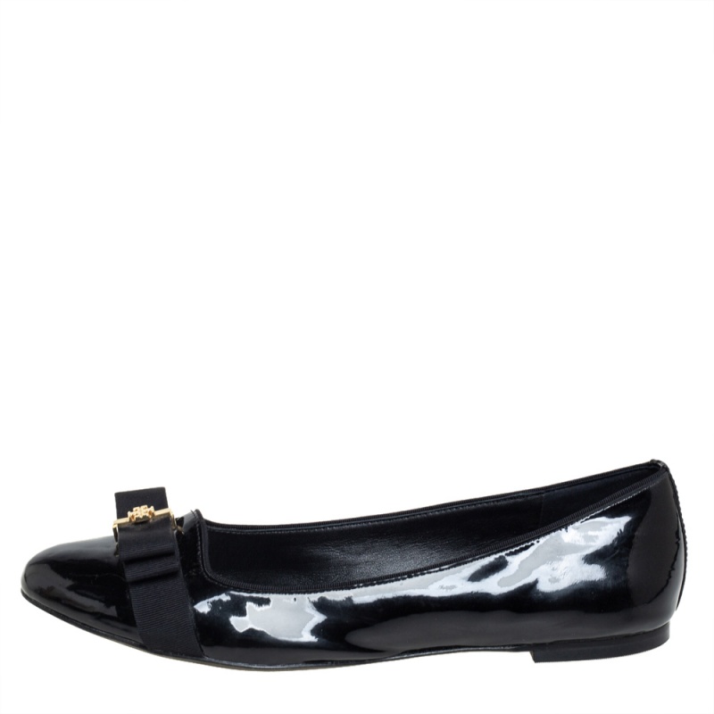 

Tory Burch Black Patent Leather Trudy Bow Ballet Flats Size