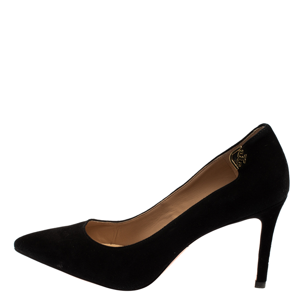 

Tory Burch Black Suede Elizabeth Pointed Toe Pumps Size